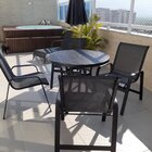 Mesa Com 4 Cadeiras Em Alumínio E Tela Sling Lótus  Preta