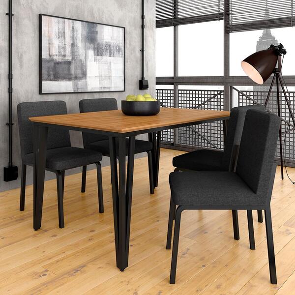 Mesa Com 4 Cadeiras Industrial 1,36 Denver Pt/cn/gr - Móveis