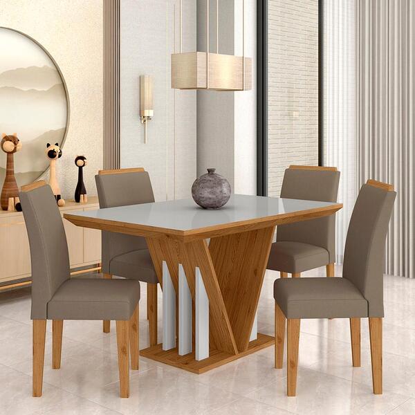 Mesa Com 4 Cadeiras Marrocos 1,36 Cin/off White/cre - Móveis