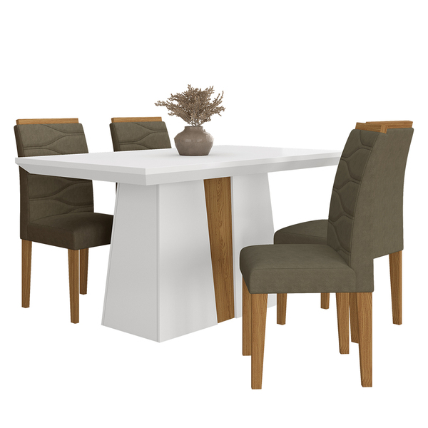Mesa Com 4 Cadeiras Nepal 1,36 Branco/cinam/capucci - Móveis