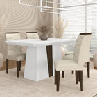 Mesa Com 4 Cadeiras Nepal 1,36 Branco/imbuia/bege - Móveis Ar