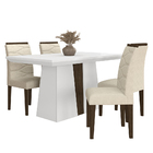 Mesa Com 4 Cadeiras Nepal 1,36 Branco/imbuia/bege - Móveis Ar