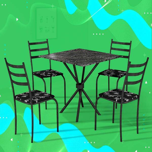 Mesa Com 4 Cadeiras Para Apartamento Preto Flórida Shop Jm