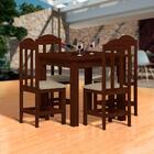 Mesa Com 4 Cadeiras Para Cozinha Madeira Maciça Castanho Asse