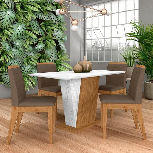 Mesa Com 4 Cadeiras Qatar 1,20 Cin/carraro Bra/cap - Móveis A