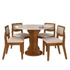 Mesa Com 4 Cadeiras Redonda C/vidro Santorini Fre/off/bouclé