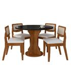 Mesa Com 4 Cadeiras Redonda C/vidro Santorini Fre/pto/cor.bco