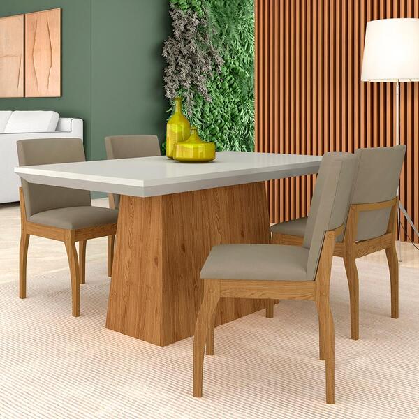 Mesa Com 4 Cadeiras Trevi 1,36 Cin/off White/bege - Móveis Ar