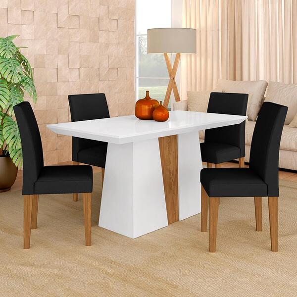 Mesa Com 4 Cadeiras Turim 1,36 Branco/cina/preto - Móveis Ara