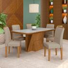 Mesa Com 6 Cadeiras 1,60 Albania Cin/off White/bege - Móveis
