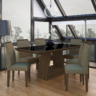 Mesa Com 6 Cadeiras 1,60 Ávila Imbuia/preto/capucci - Móveis