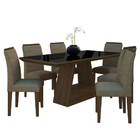 Mesa Com 6 Cadeiras 1,60 Ávila Imbuia/preto/capucci - Móveis