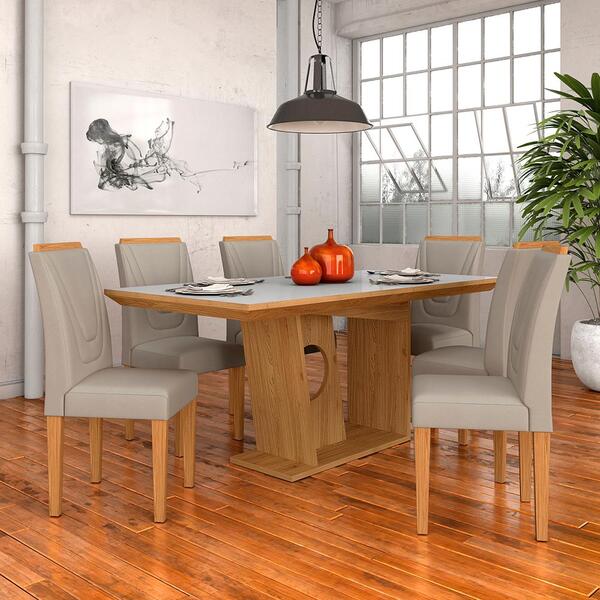 Mesa Com 6 Cadeiras 1,60 Gunma Cin/off White/bege - Móveis Ar