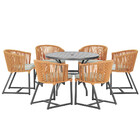 Mesa Com 6 Cadeiras De Jantar Roma 120cm E Noronha Em Alumíni