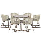 Mesa Com 6 Cadeiras De Jantar Roma 120cm E Noronha Em Alumíni