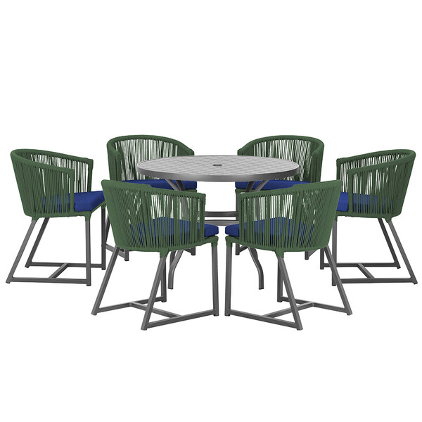 Mesa Com 6 Cadeiras De Jantar Roma 120cm E Noronha Em Alumíni