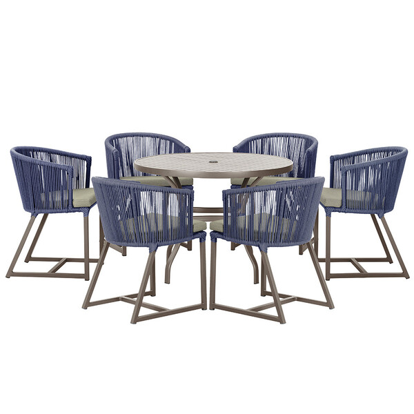 Mesa Com 6 Cadeiras De Jantar Roma 120cm E Noronha Em Alumíni