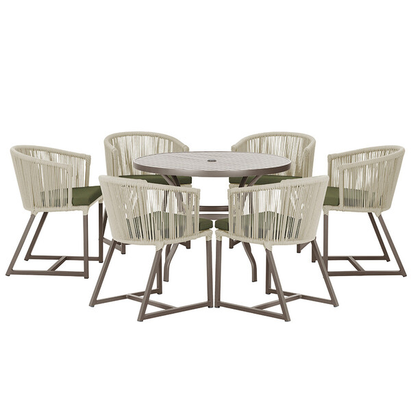 Mesa Com 6 Cadeiras De Jantar Roma 120cm E Noronha Em Alumíni