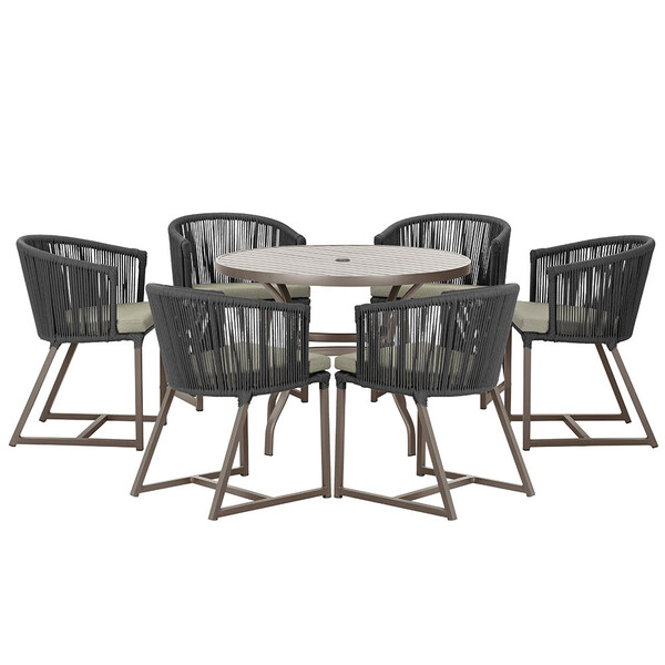 Mesa Com 6 Cadeiras De Jantar Roma 120cm E Noronha Em Alumíni