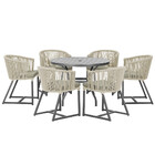 Mesa Com 6 Cadeiras De Jantar Roma 120cm E Noronha Em Alumíni