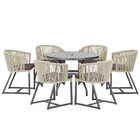 Mesa Com 6 Cadeiras De Jantar Roma 120cm E Noronha Em Alumíni