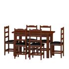 Mesa Com 6 Cadeiras Estofadas Madeira Maciça Castanho Preto P