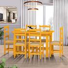 Mesa Com 6 Cadeiras Estofadas Madeira Maciça Cerejeira Bege P