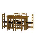 Mesa Com 6 Cadeiras Estofadas Madeira Maciça Imbuia Preto Pér