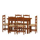 Mesa Com 6 Cadeiras Estofadas Madeira Maciça Mel Bege Pérola