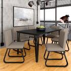 Mesa Com 6 Cadeiras Industrial 1,60 Ibiza Pt/pt/beg - Móveis