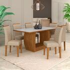 Mesa Com 6 Cadeiras Líbano 1,60 Cin/off White/bege - Móveis A