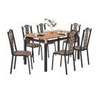 Mesa Com 6 Cadeiras Malva 028  Assento Mosaico Palha 136 Cm