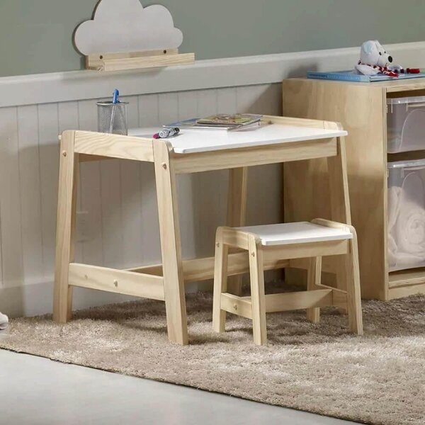 Mesa Com Banqueta Infantil Madeira Maciça/mdf Castelo Casatem