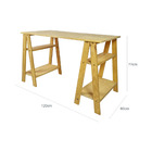 Mesa Com Cavaletes Com Prateleira Em Madeira Mel - Mel