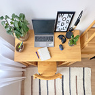 Mesa Com Cavaletes Com Prateleira Em Madeira Mel - Mel