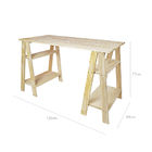 Mesa Com Cavaletes Com Prateleira Em Madeira - Preto E Mel