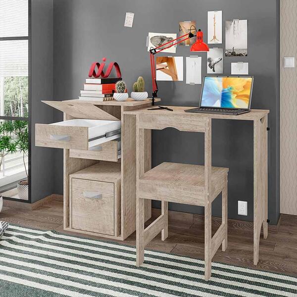 Mesa Com Gaveteiro E Cadeira Amarula Office Framar