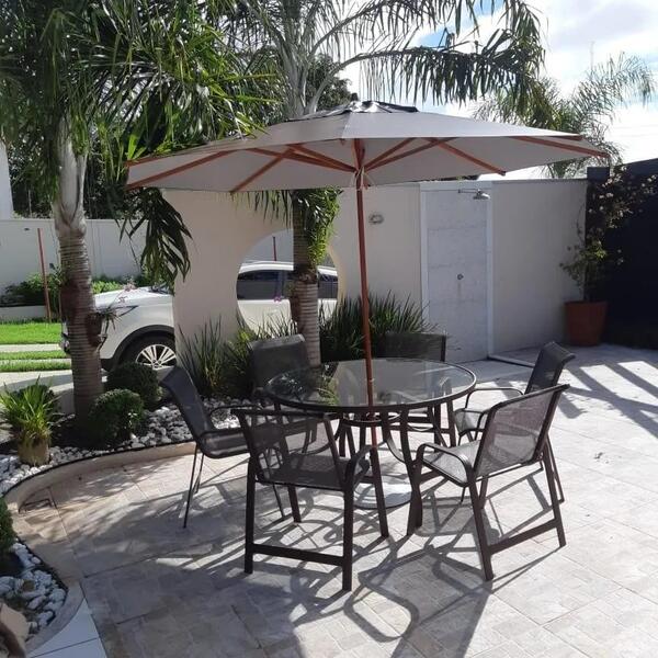 Mesa Com Guarda Sol Para Jardim, Piscina, Varanda, Completo