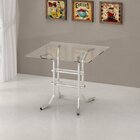 Mesa Com Tampo De Vidro Quadrada Flex  Cromado