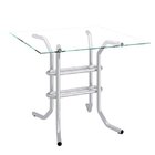 Mesa Com Tampo De Vidro Quadrada Flex  Cromado