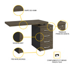 Mesa Complemento 4 Gavetas Pandin Pe40 - Imbuia