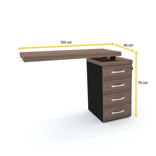 Mesa Complemento 4 Gavetas Pandin Pe40 - Walnut | Leroy Merlin