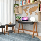 Mesa Computador Cavalete E Jogo Mesinha Amêndoa Preto