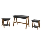 Mesa Computador Cavalete E Jogo Mesinha Amêndoa Preto