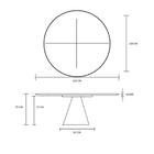 Mesa Cone 120cm Cimento Queimado E Vidro 4mm Cinza Claro