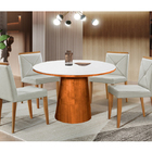 Mesa Cone Redonda 4 Lugares Tampo Branco/imbuia 1,3m Cerc