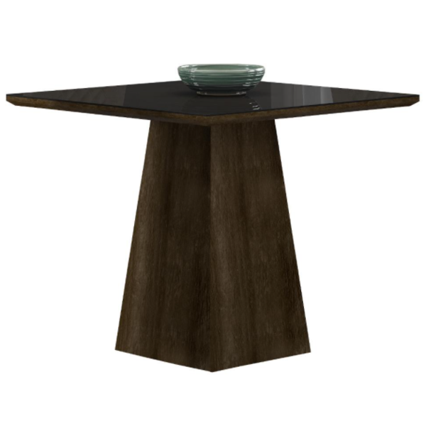 Mesa Cristal Rustico Com Vidro Preto Sonetto