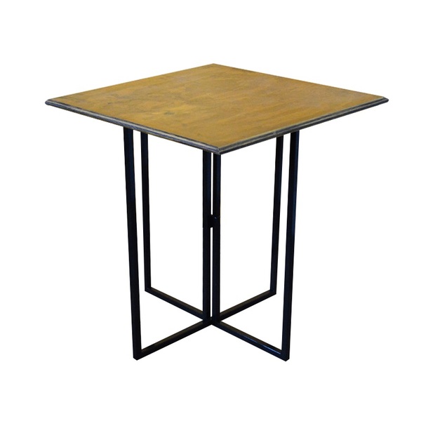Mesa Cruzada Bistrô Industrial 75cm Preta Madeira Imbuia