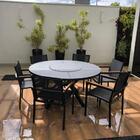 Mesa De 1,40m + 6 Cadeiras Alumínio E Tela Para Área Externa