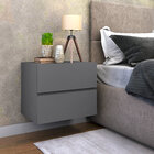 Mesa De  Cabeceira Eros 45cm Cinza Suspenso